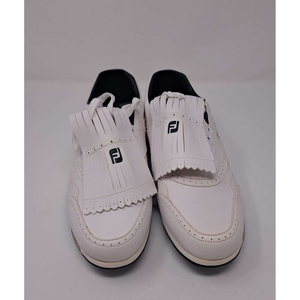 Vintage FootJoy Green-Joys White Vintage Golf Shoes Mens 9.5 M Kiltie Spikes NIB